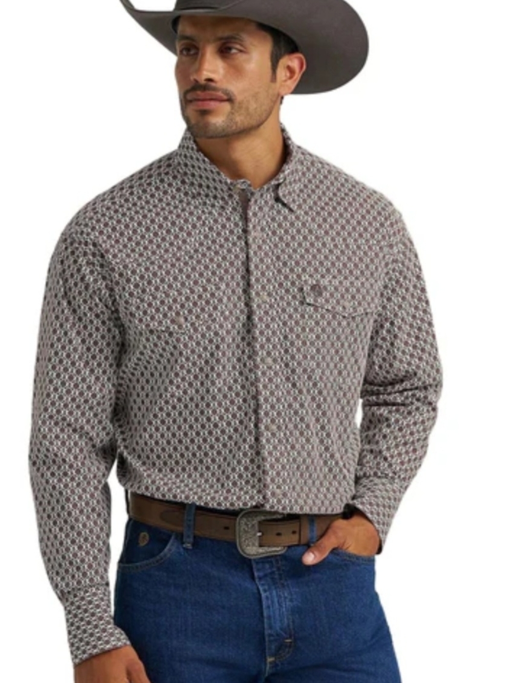 Wrangler X George Strait Collection Troubadour Geometric Print Shirt Size Small